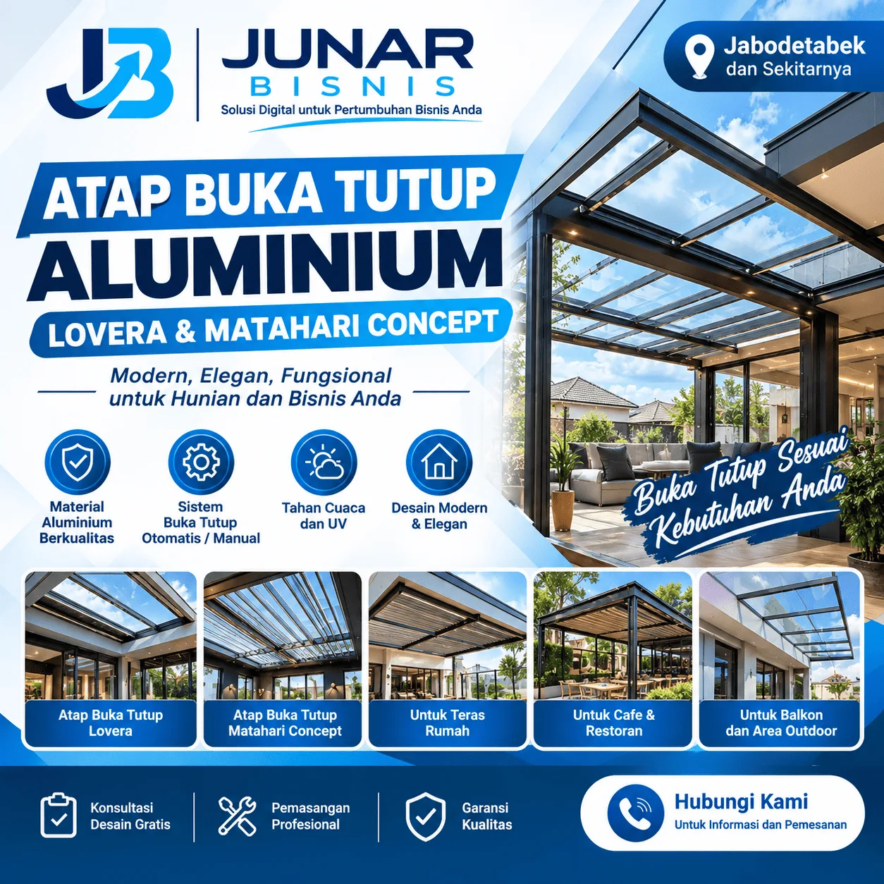 Atap Buka Tutup Aluminium Lovera & Matahari Concept | Junar Bisnis