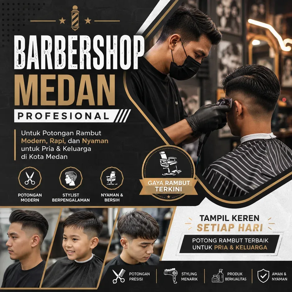 Barbershop Medan Profesional untuk Potongan Rambut Modern, Rapi, dan Nyaman untuk Pria & Keluarga di Kota Medan