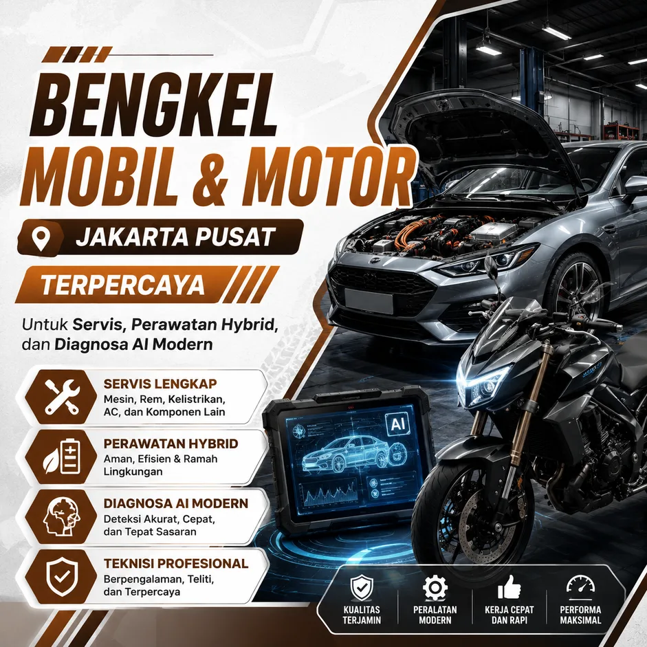 Bengkel Mobil & Motor Jakarta Pusat Terpercaya untuk Servis, Perawatan Hybrid, dan Diagnosa AI Modern