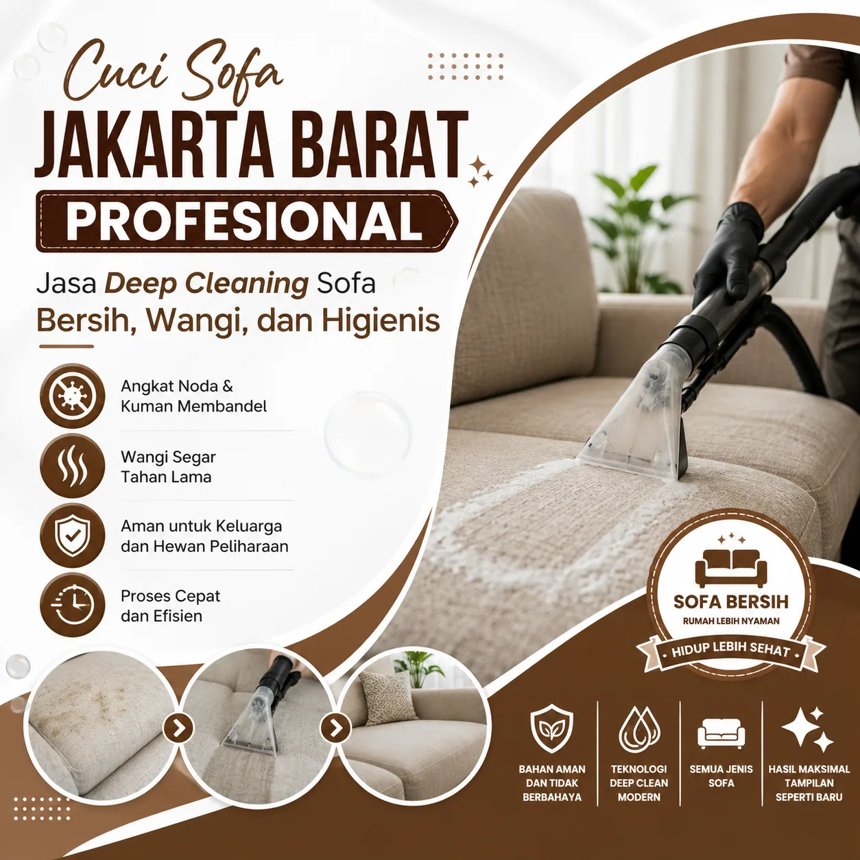 Cuci Sofa Jakarta Barat Profesional – Jasa Deep Cleaning Sofa Bersih, Wangi, dan Higienis