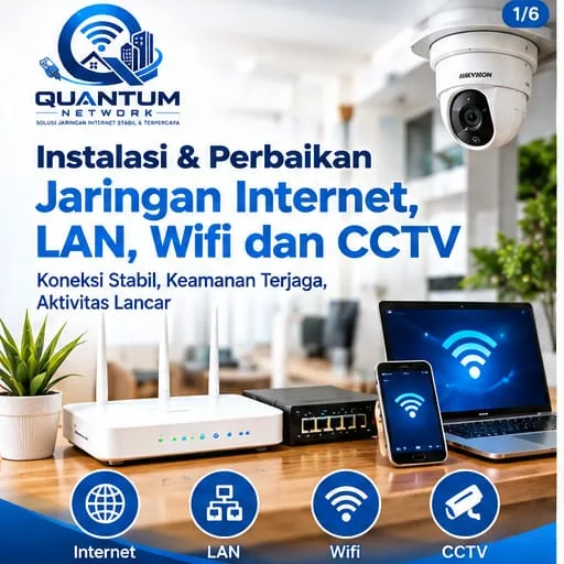 Instalasi dan perbaikan jaringan internet, LAN, WiFi, serta CCTV untuk rumah, kostan, kantor, dan public area di Jabodetabek - QUANTUM Network - gambar 3