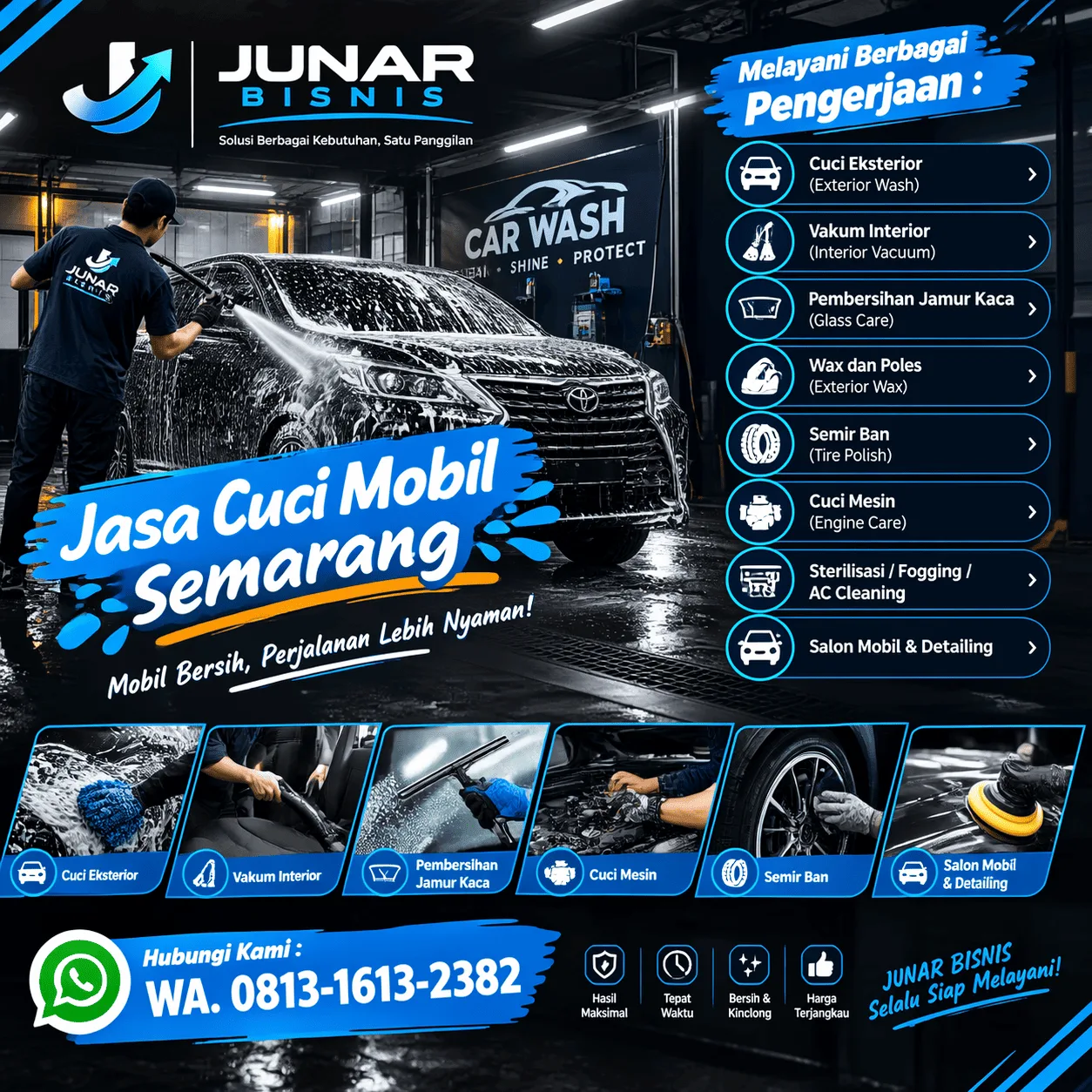 Jasa Cuci Mobil Semarang | Junar Bisnis, Praktis dan Mudah Dihubungi