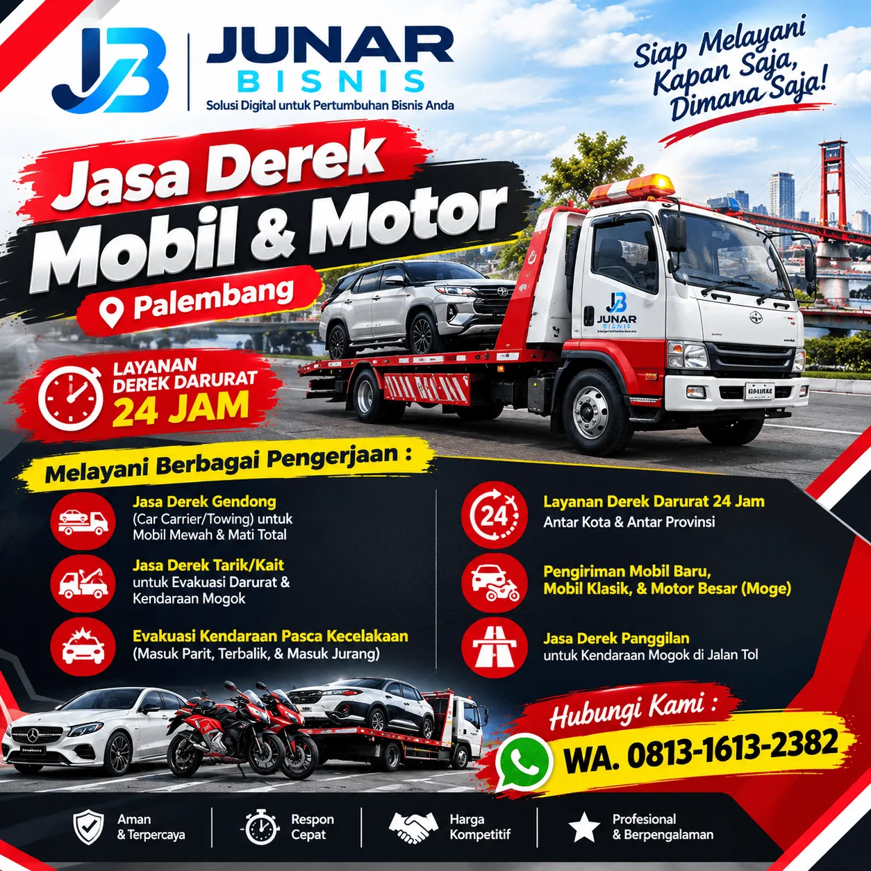 Jasa Derek Mobil Palembang untuk Kendaraan Mogok dan Darurat