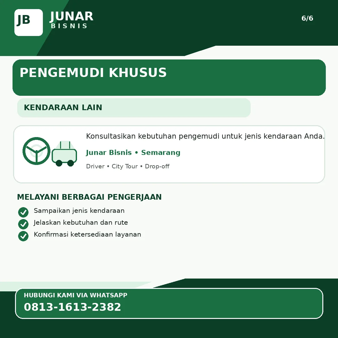 Jasa Driver Harian Semarang untuk Dalam Kota & Luar Kota | Junar Bisnis - gambar 7