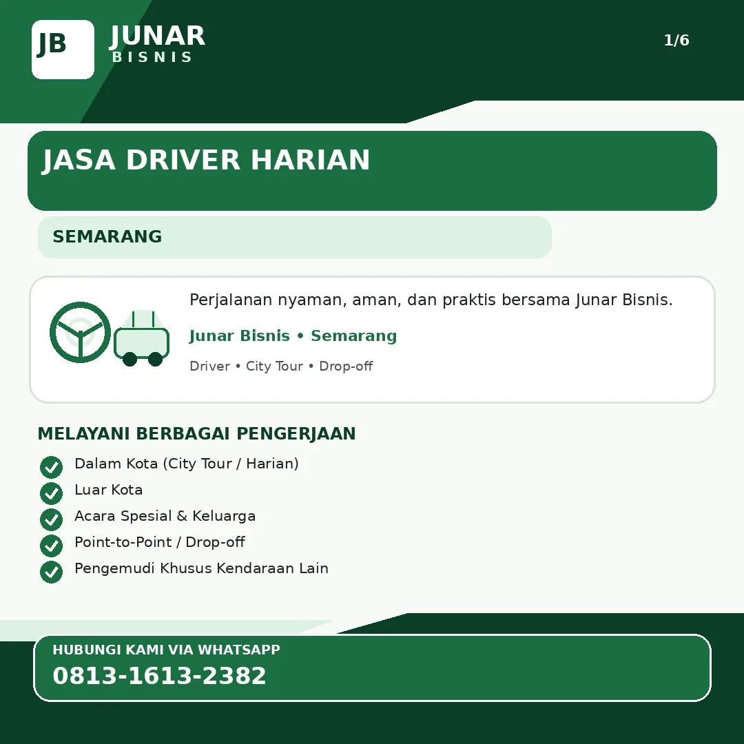 Jasa Driver Harian Semarang untuk Dalam Kota & Luar Kota | Junar Bisnis - gambar 2