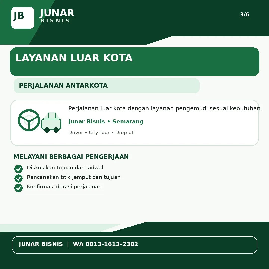 Jasa Driver Harian Semarang untuk Dalam Kota & Luar Kota | Junar Bisnis - gambar 4