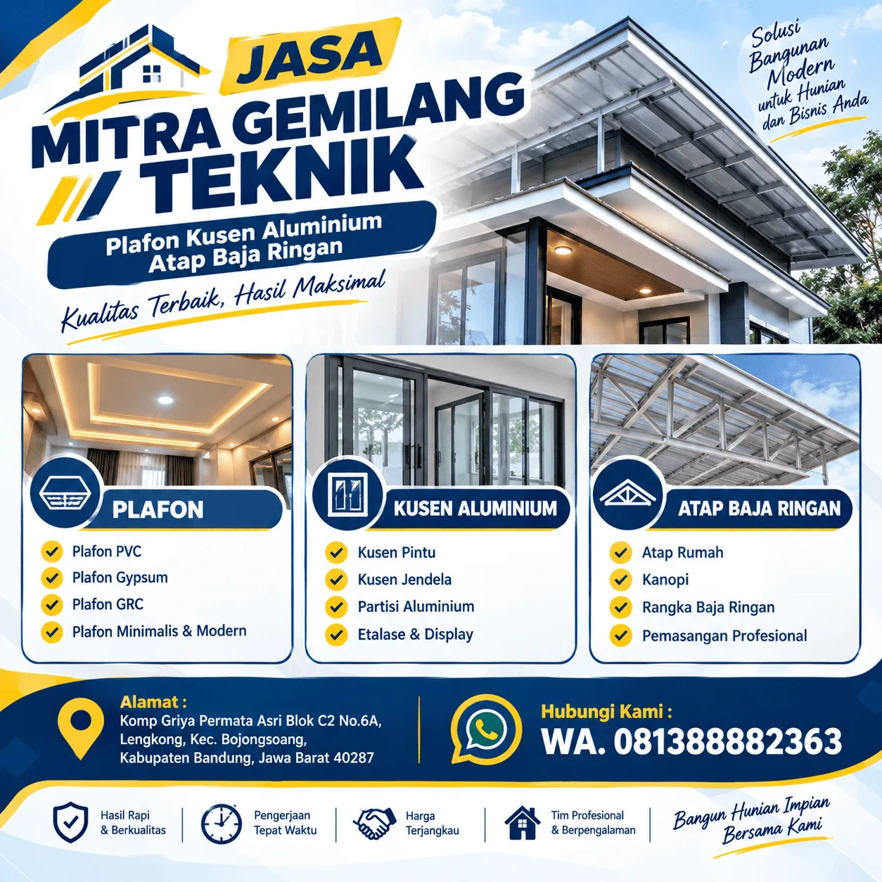 Jasa Elvan Gypsum, Baja Ringan & Wall Molding Bandung