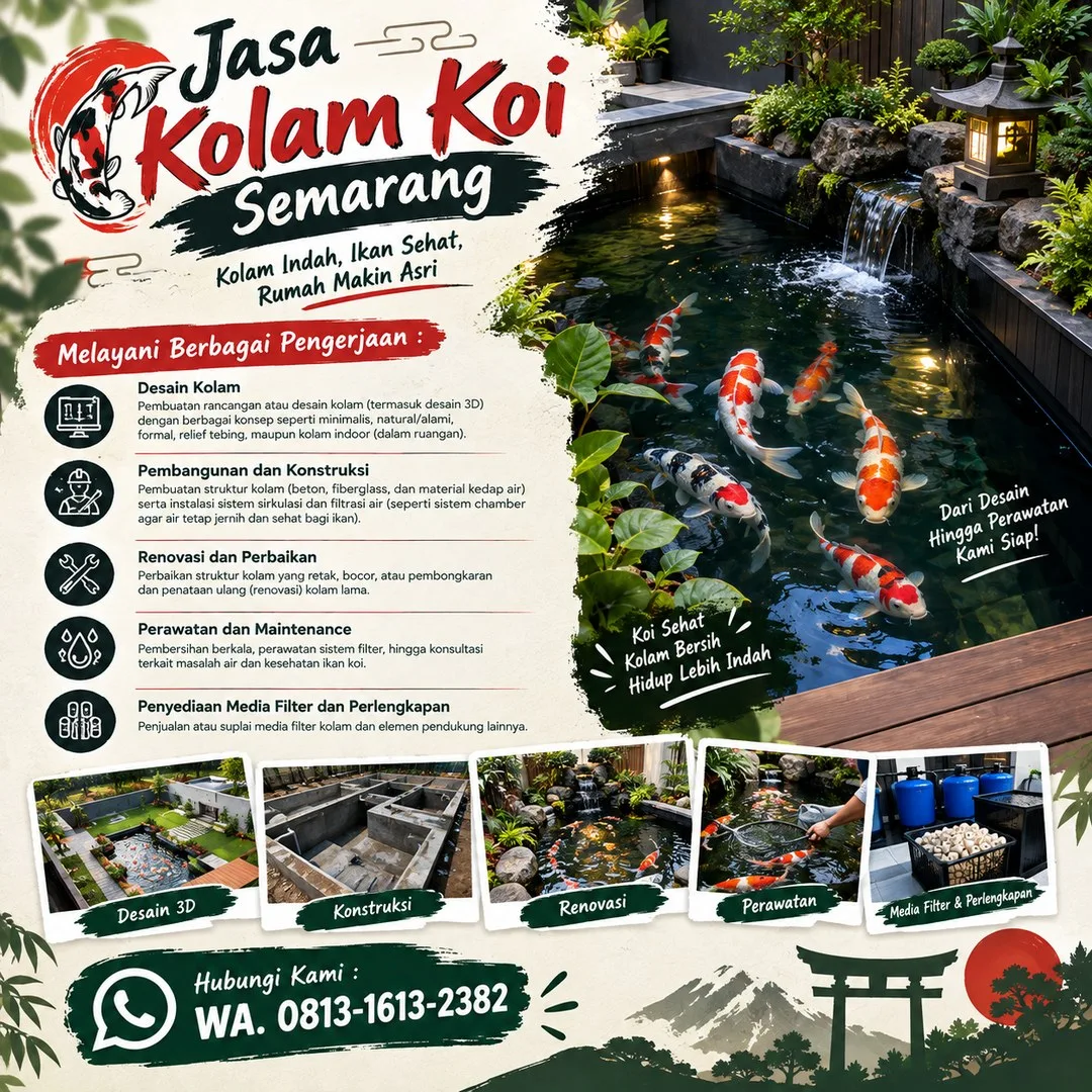 Jasa Kolam Koi Semarang | Junar Bisnis — Desain, Pembuatan & Perawatan