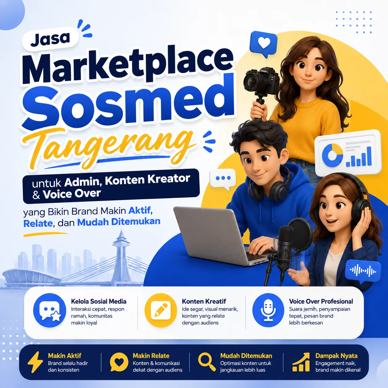 Jasa Marketplace Sosmed Tangerang untuk Admin, Konten Kreator & Voice Over yang Bikin Brand Makin Aktif, Relate, dan Mudah Ditemukan