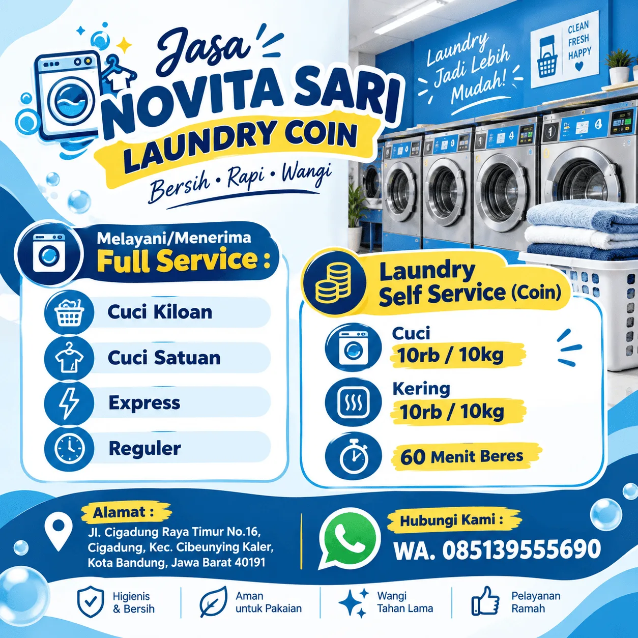 Jasa Novita Sari Laundry Coin Bandung | Full Service & Self Service