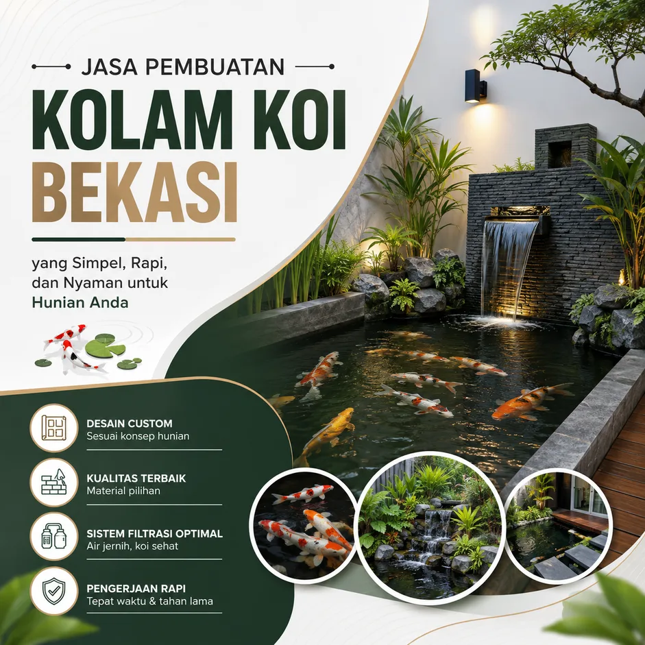 Jasa Pembuatan Kolam Koi Bekasi yang Simpel, Rapi, dan Nyaman untuk Hunian Anda