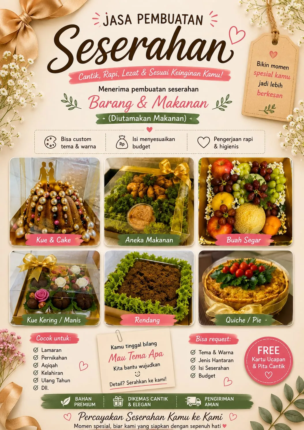 Jasa Pembuatan Seserahan Barang dan Makanan Custom di Jabodetabek