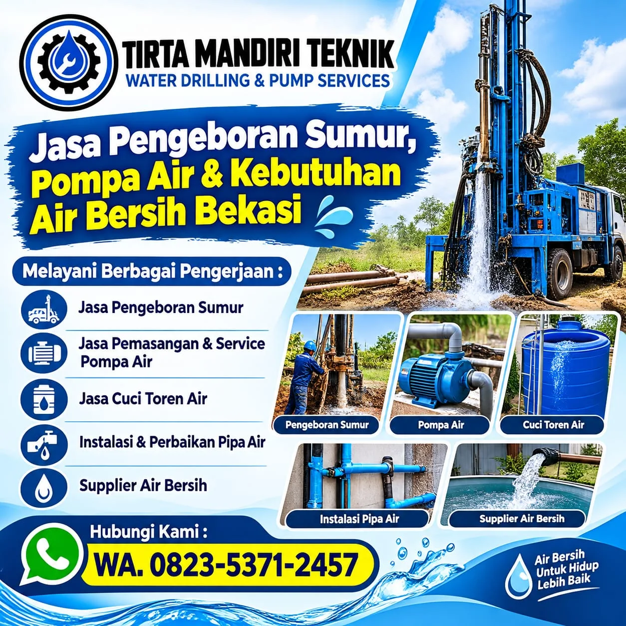 Jasa Pengeboran Sumur Bekasi | Service Pompa Air & Supplier Air Bersih - Tirta Mandiri Teknik