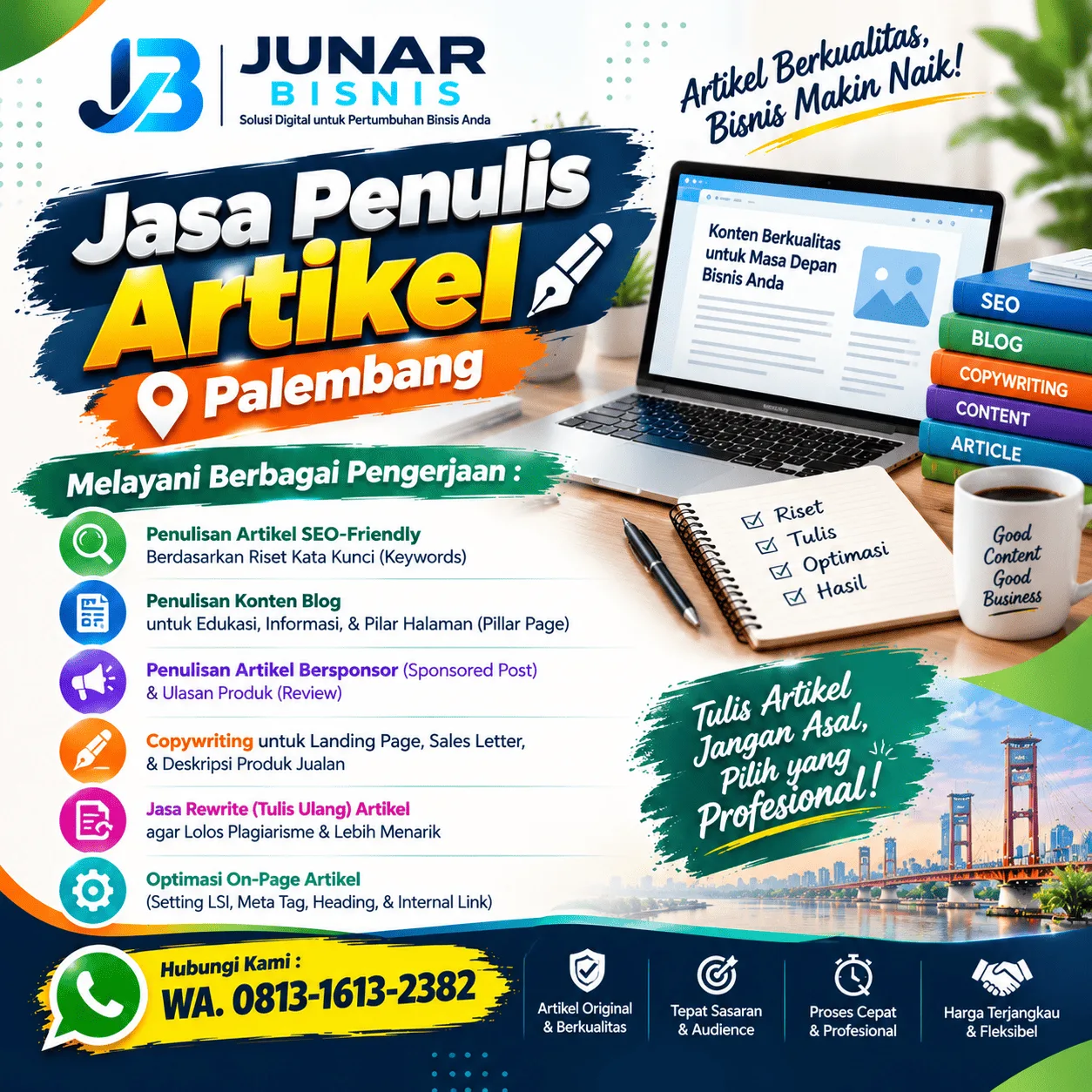 Jasa Penulis Artikel Palembang untuk Konten yang Menarik, Terarah, dan Ramah SEO