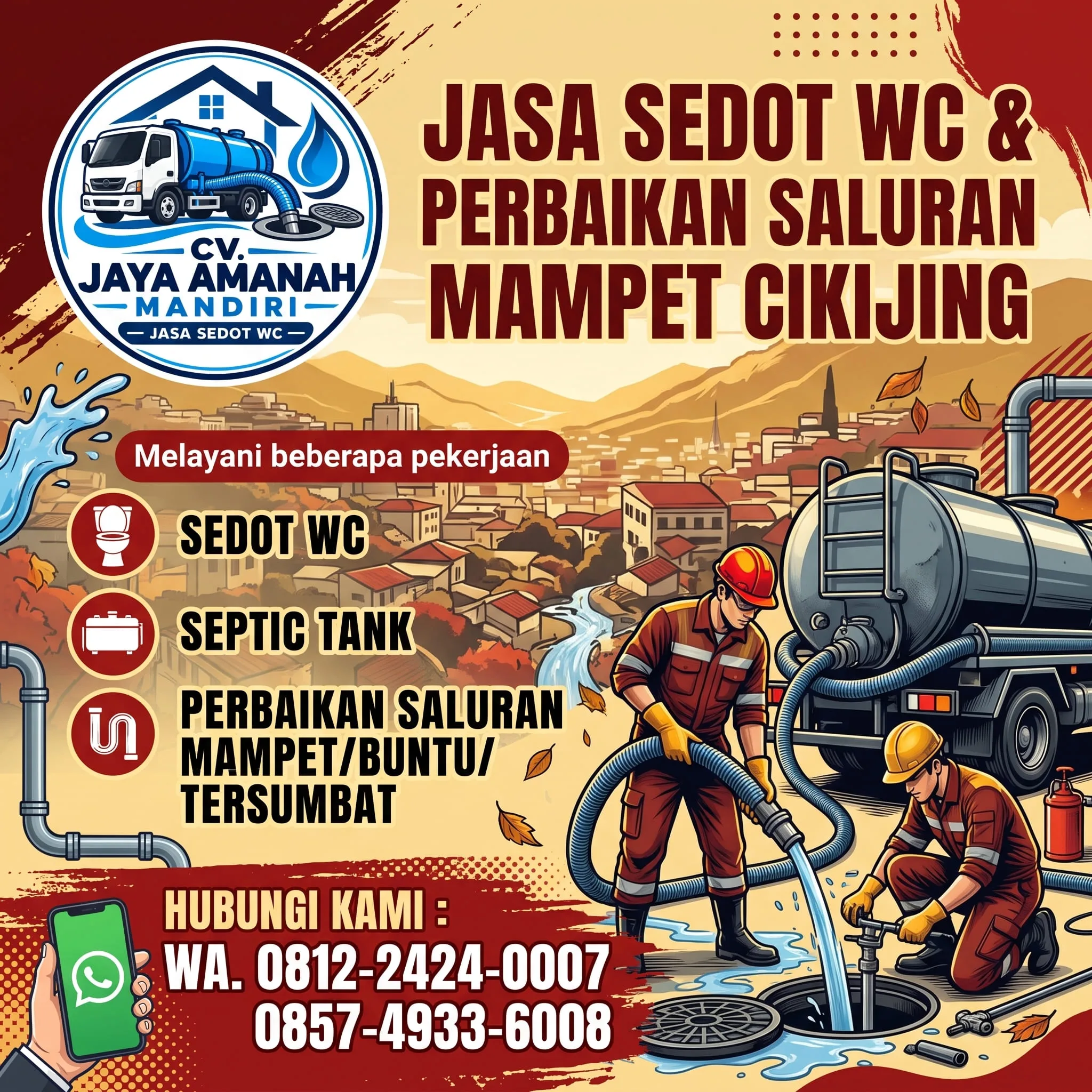 Jasa Sedot WC Cikijing & Perbaikan Saluran Mampet | CV Jaya Amanah Mandiri