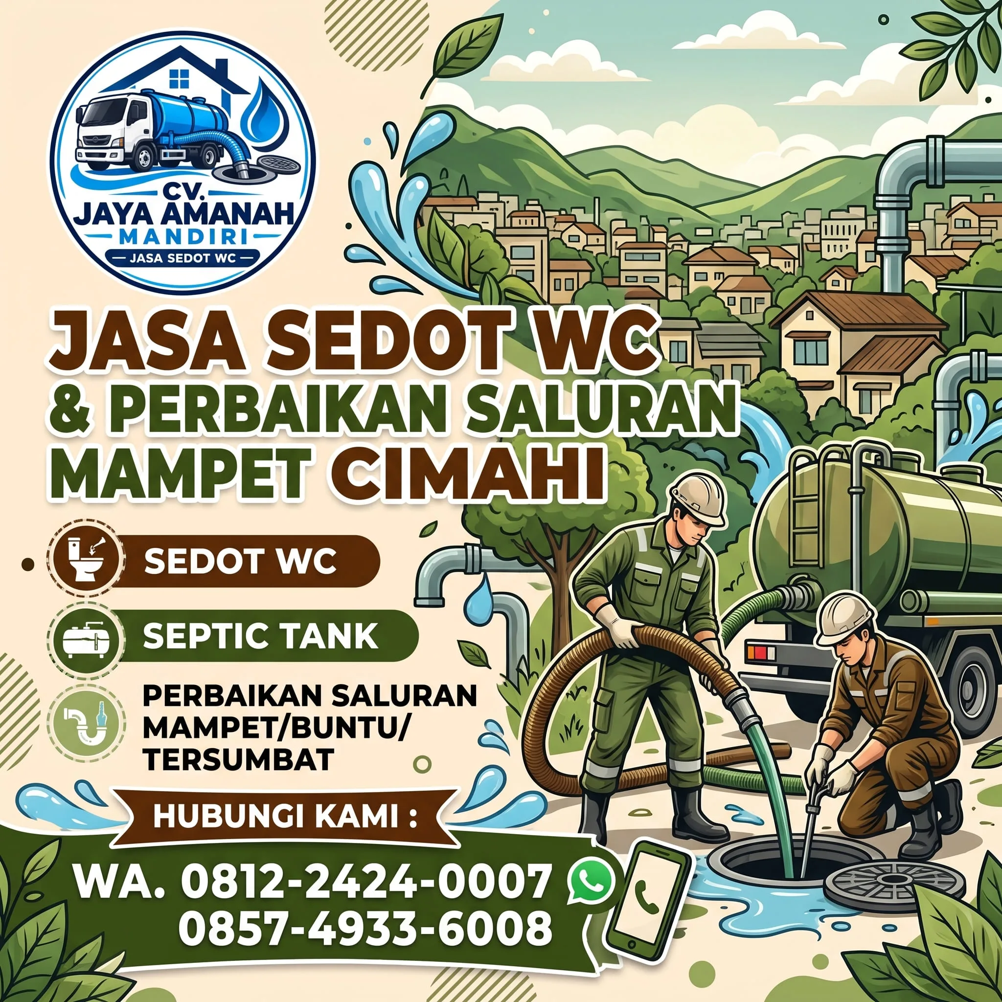 Jasa Sedot WC Cimahi & Perbaikan Saluran Mampet | CV Jaya Amanah Mandiri