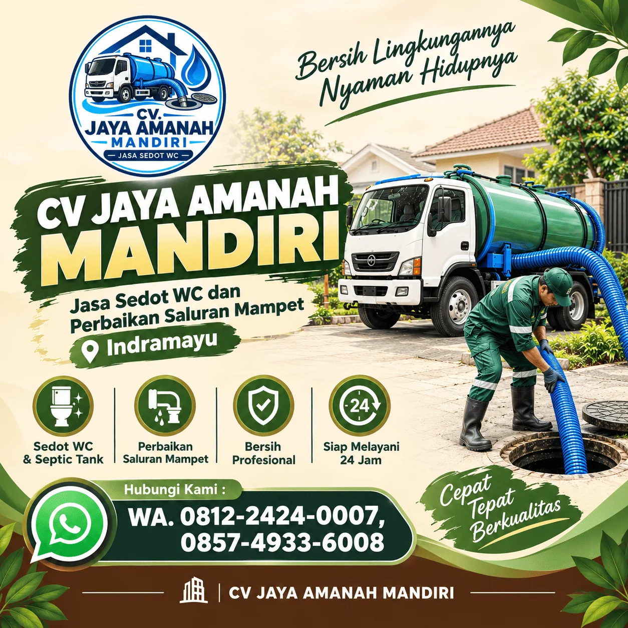 Jasa Sedot WC Indramayu & Perbaikan Saluran Mampet | Jaya Amanah Mandiri