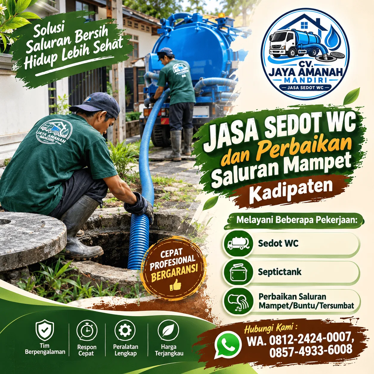 Jasa Sedot WC Kadipaten & Perbaikan Saluran Mampet | CV Jaya Amanah Mandiri