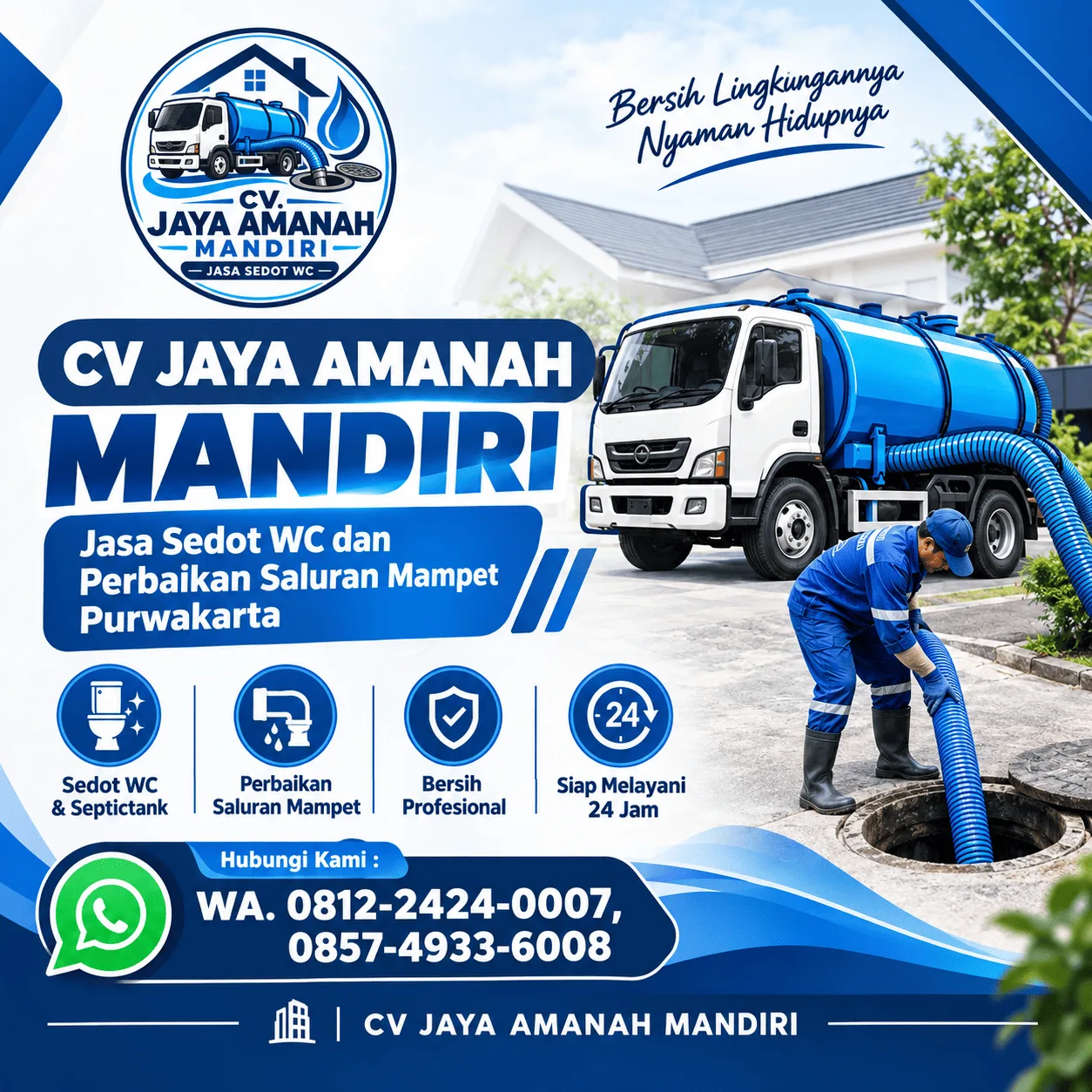 Jasa Sedot WC Purwakarta & Perbaikan Saluran Mampet | CV Jaya Amanah Mandiri