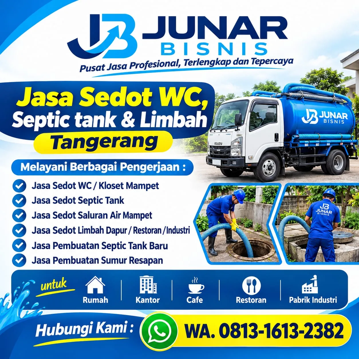 Jasa Sedot WC Tangerang, Septic Tank, Saluran Air & Limbah