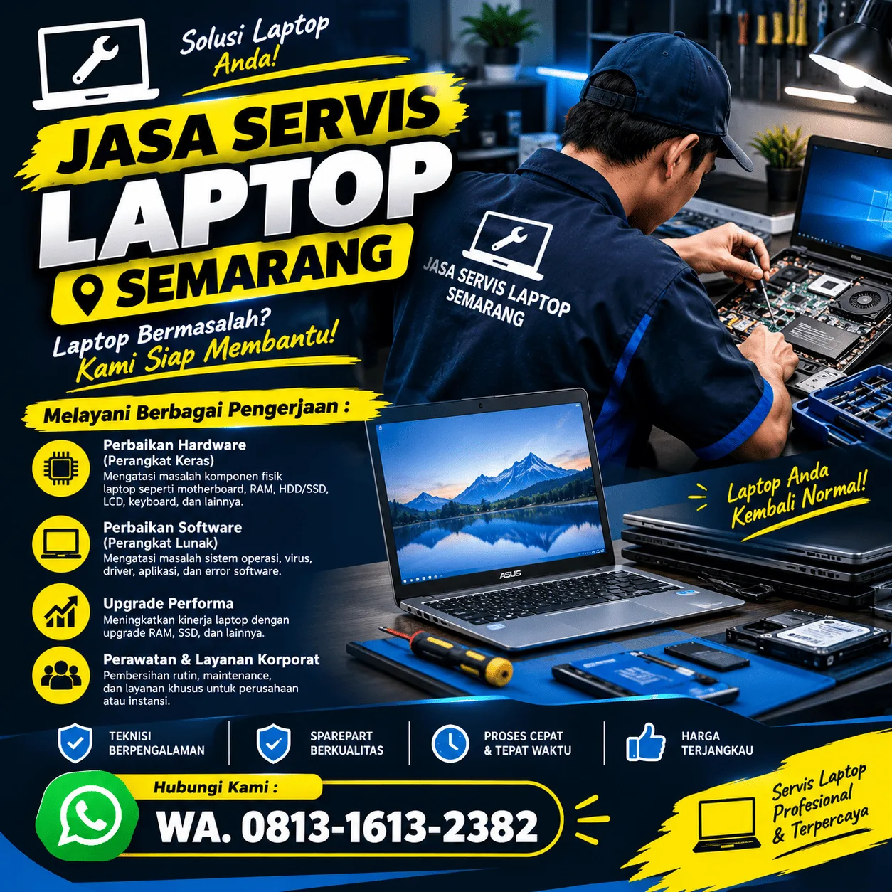 Jasa Service Laptop Semarang | Junar Bisnis, Perbaikan dan Upgrade Laptop