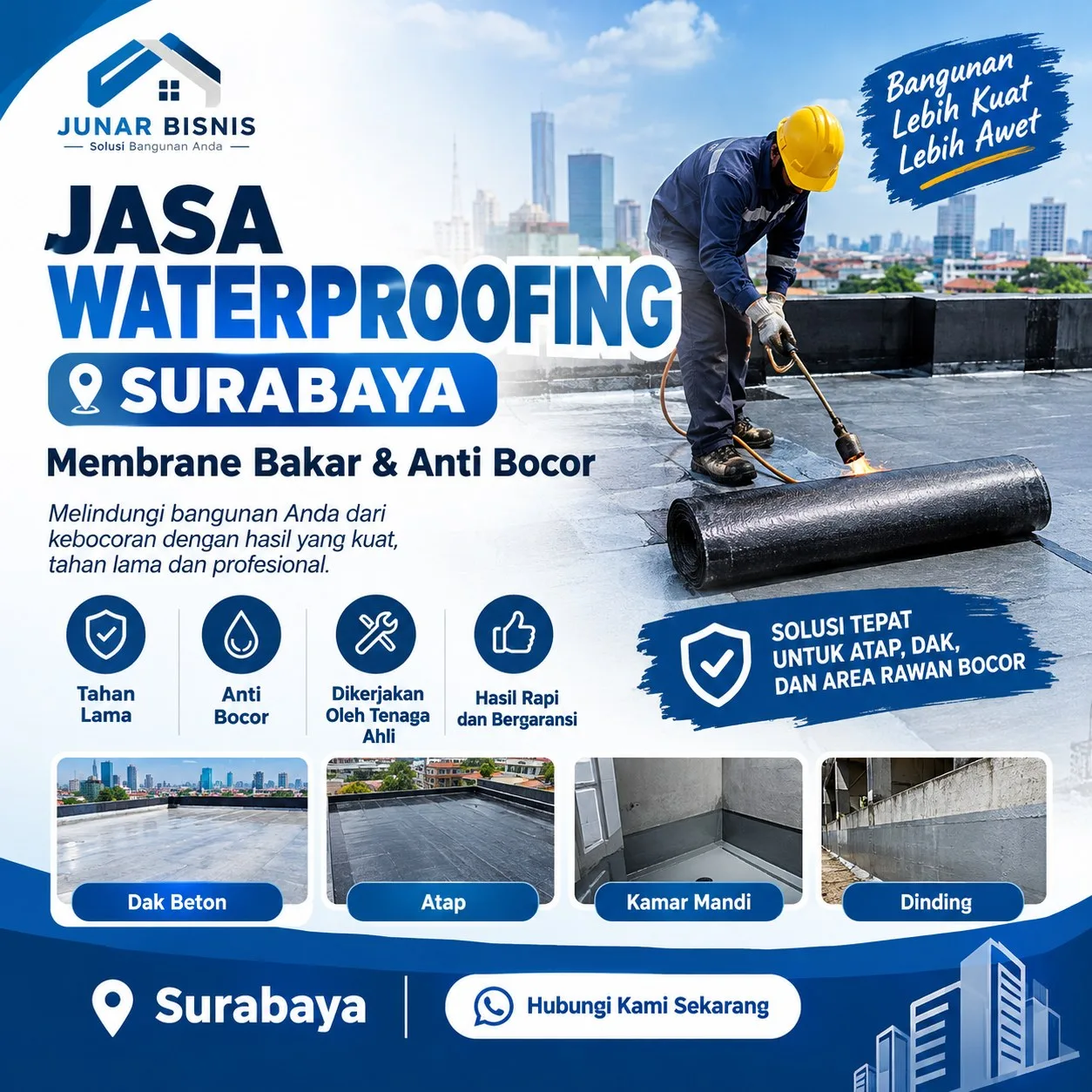 Jasa Waterproofing Surabaya | Membrane Bakar & Anti Bocor - Junar Bisnis