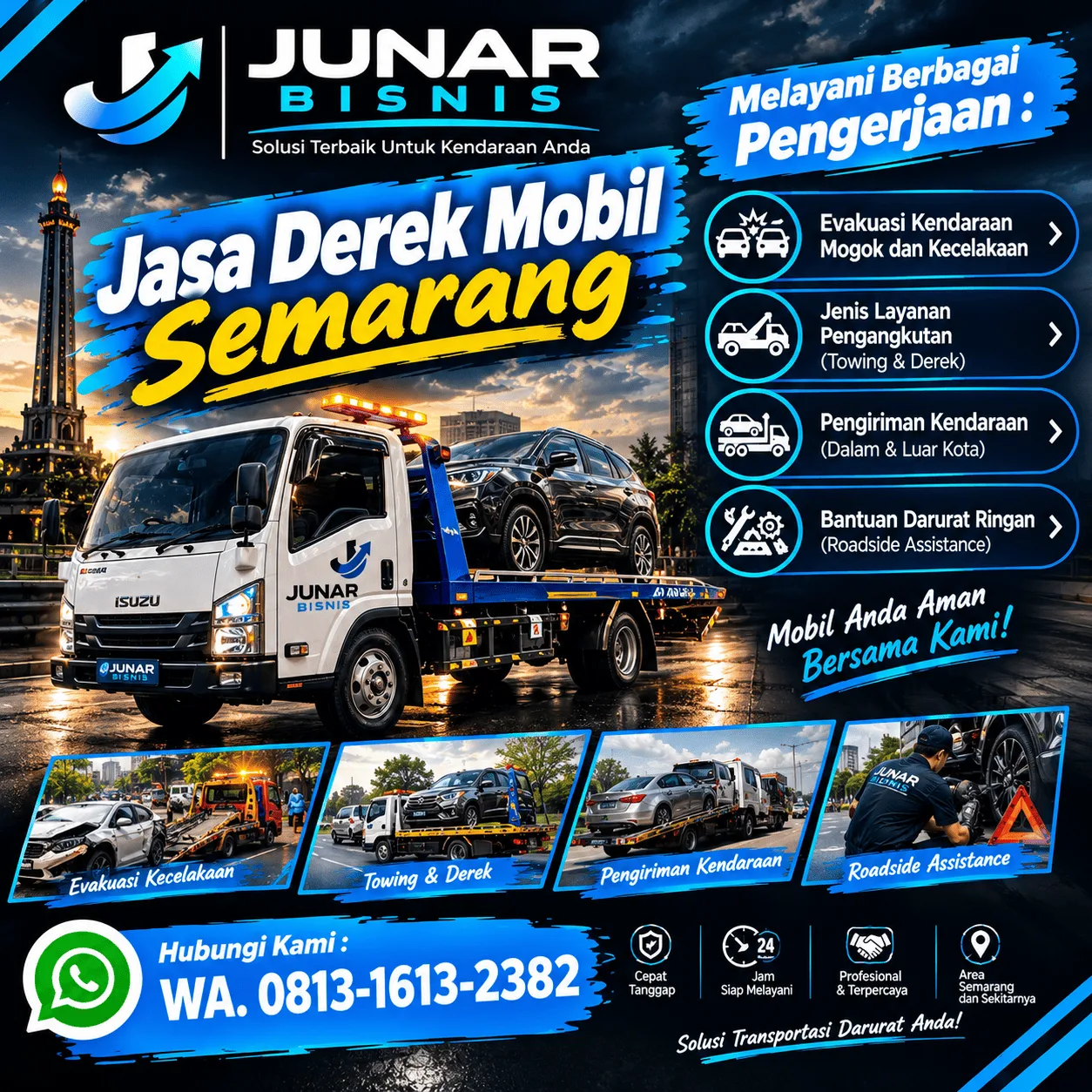 Junar Bisnis | Jasa Derek Mobil Semarang – Towing & Evakuasi Kendaraan