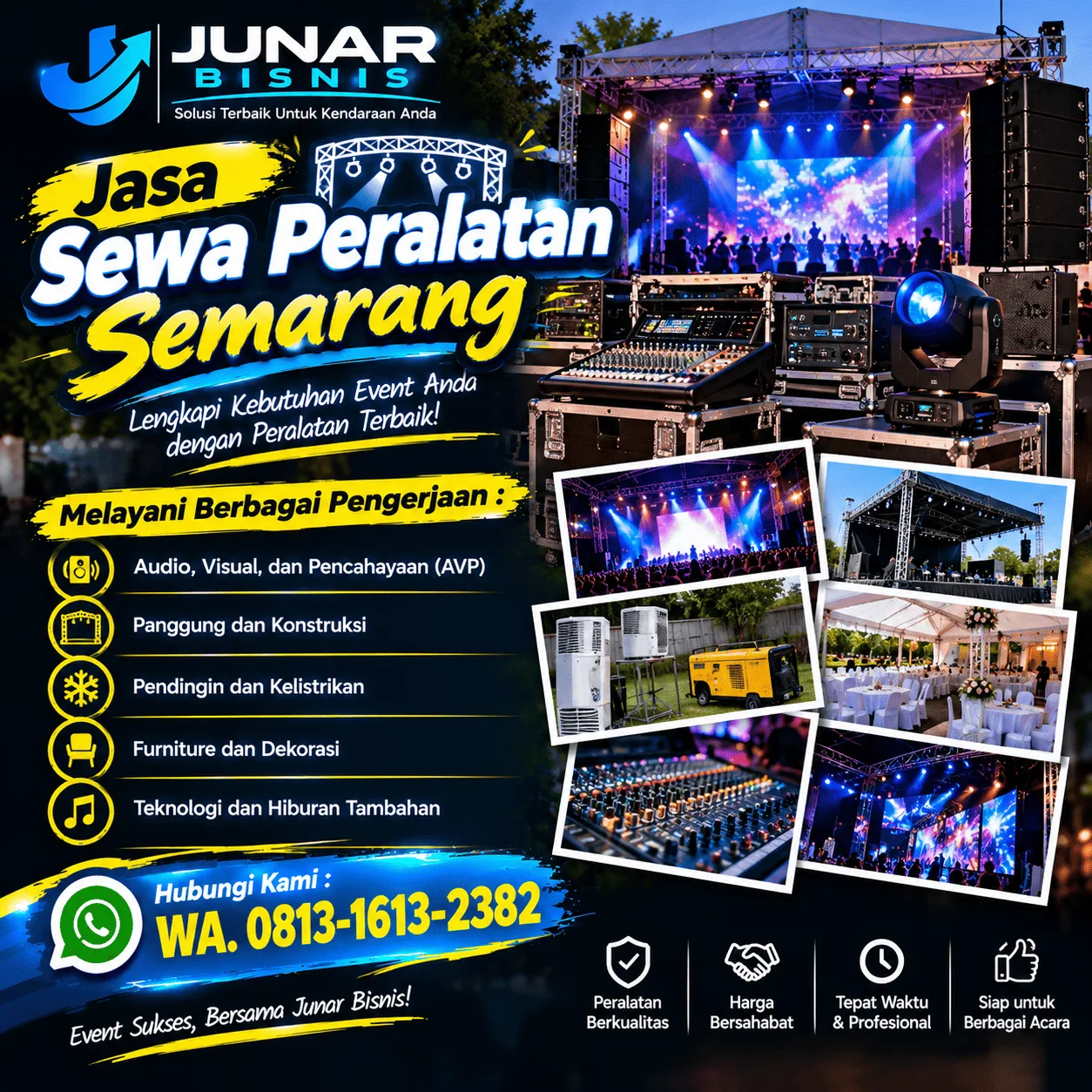 Junar Bisnis | Jasa Sewa Peralatan Semarang untuk Acara & Proyek
