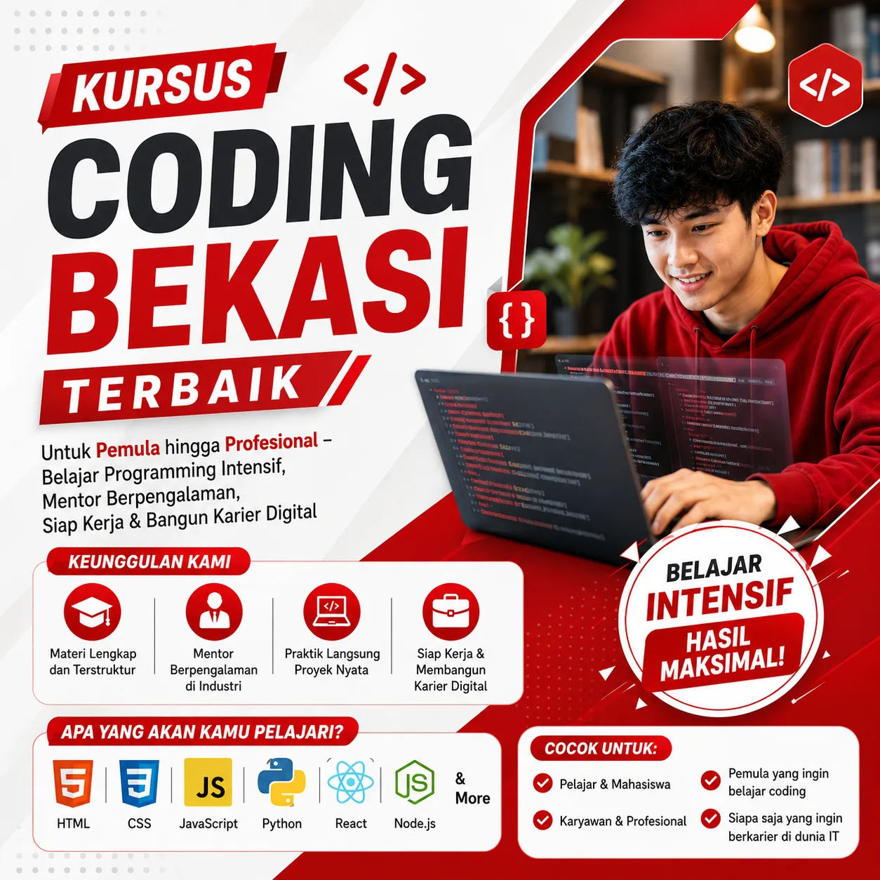 Kursus Coding Bekasi Terbaik untuk Pemula hingga Profesional – Belajar Programming Intensif, Mentor Berpengalaman, Siap Kerja & Bangun Karier Digital