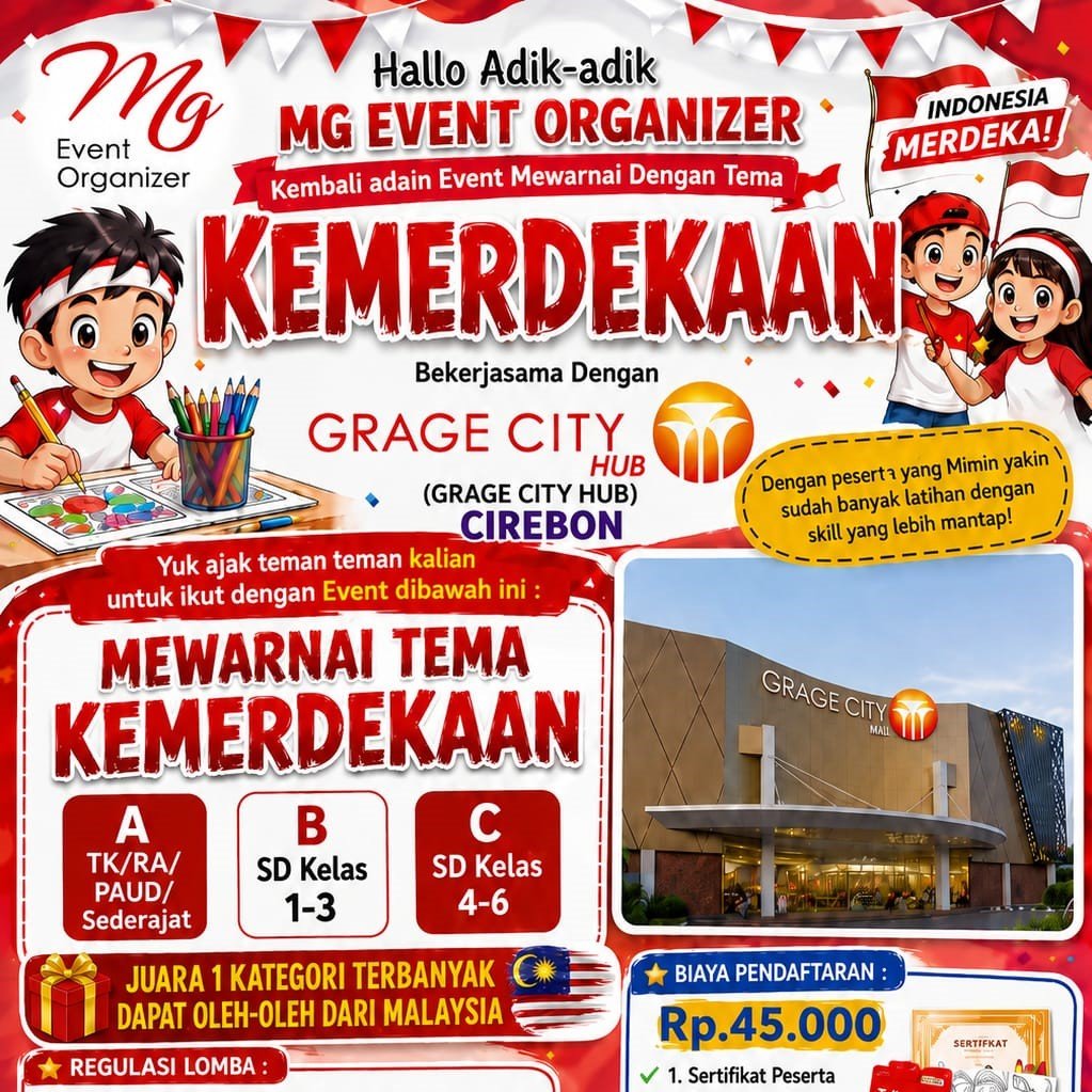 Lomba Mewarnai Tema Kemerdekaan di Grage City Mall Cirebon – 30 Agustus 2026 - gambar 2