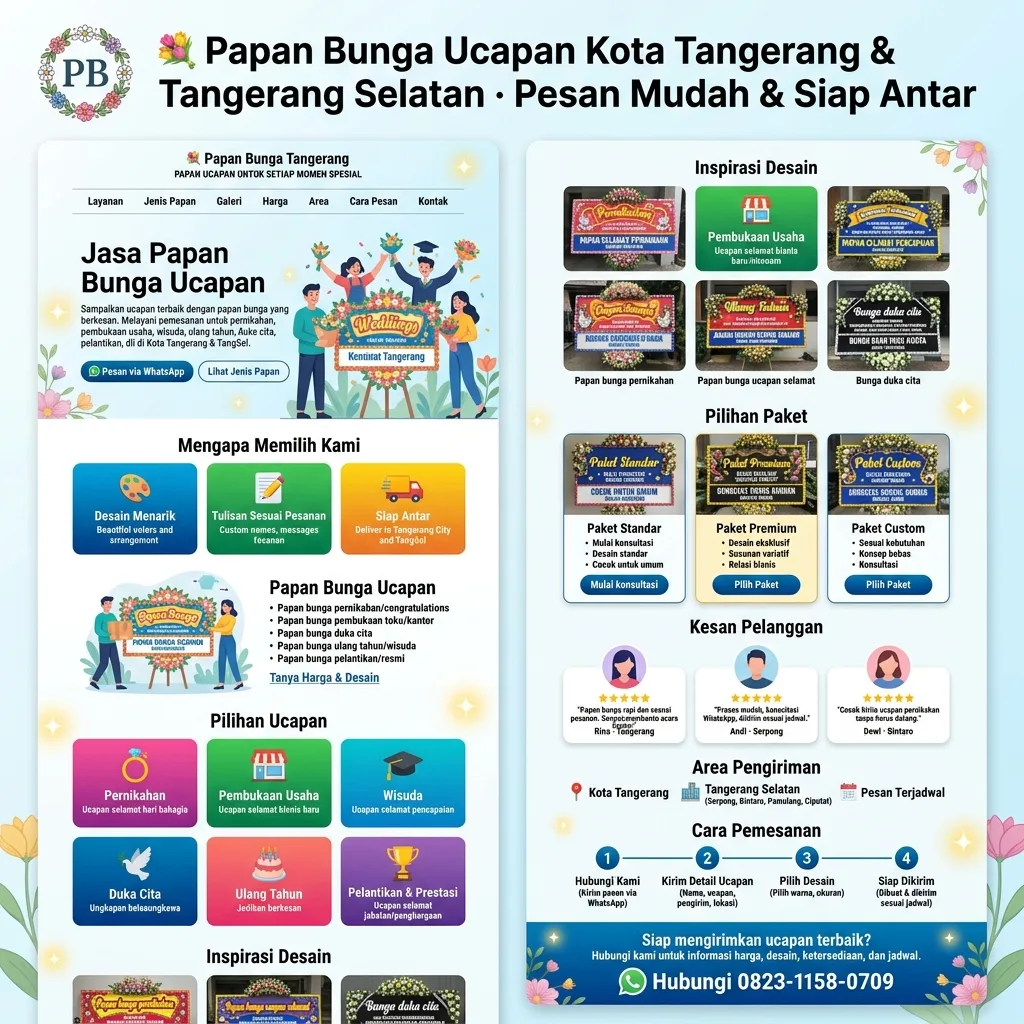 Pesan Papan Bunga Ucapan di Kota Tangerang & Tangerang Selatan, Siap Antar