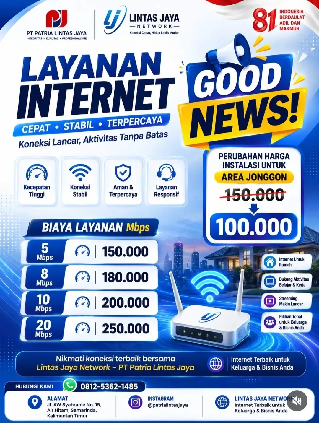 🌐 PT. PATRIA LINTAS JAYA – JASA INTERNET SAMARINDA  🚀 Solusi Internet, Konektivitas & Infrastruktur IT untuk Bisnis di Kalimantan Timur - gambar 6