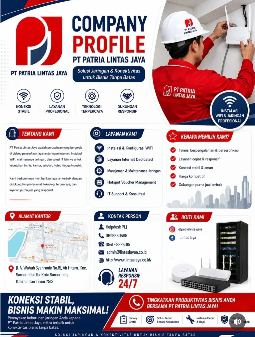 🌐 PT. PATRIA LINTAS JAYA – JASA INTERNET SAMARINDA  🚀 Solusi Internet, Konektivitas & Infrastruktur IT untuk Bisnis di Kalimantan Timur