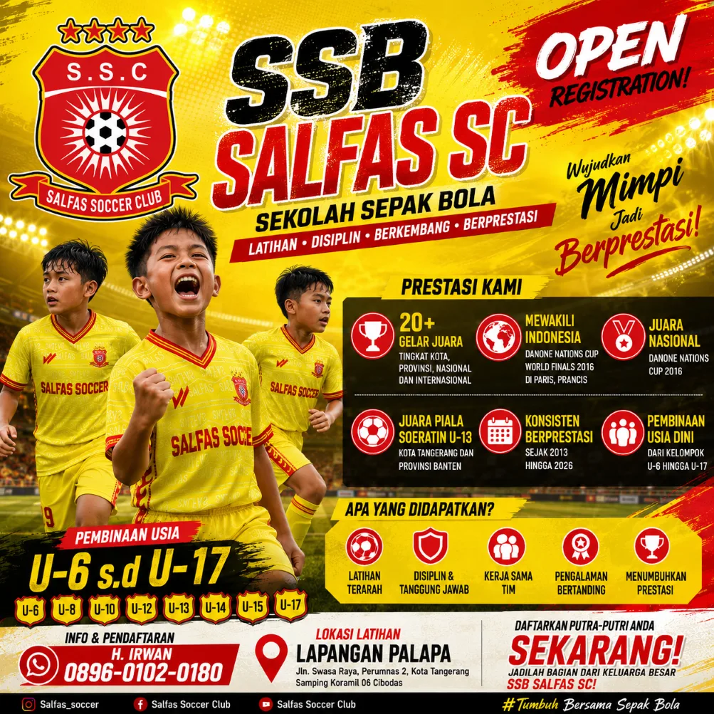 Sekolah Sepak Bola SSB Salfas SC Kota Tangerang untuk Pembinaan Anak U-6 hingga U-17