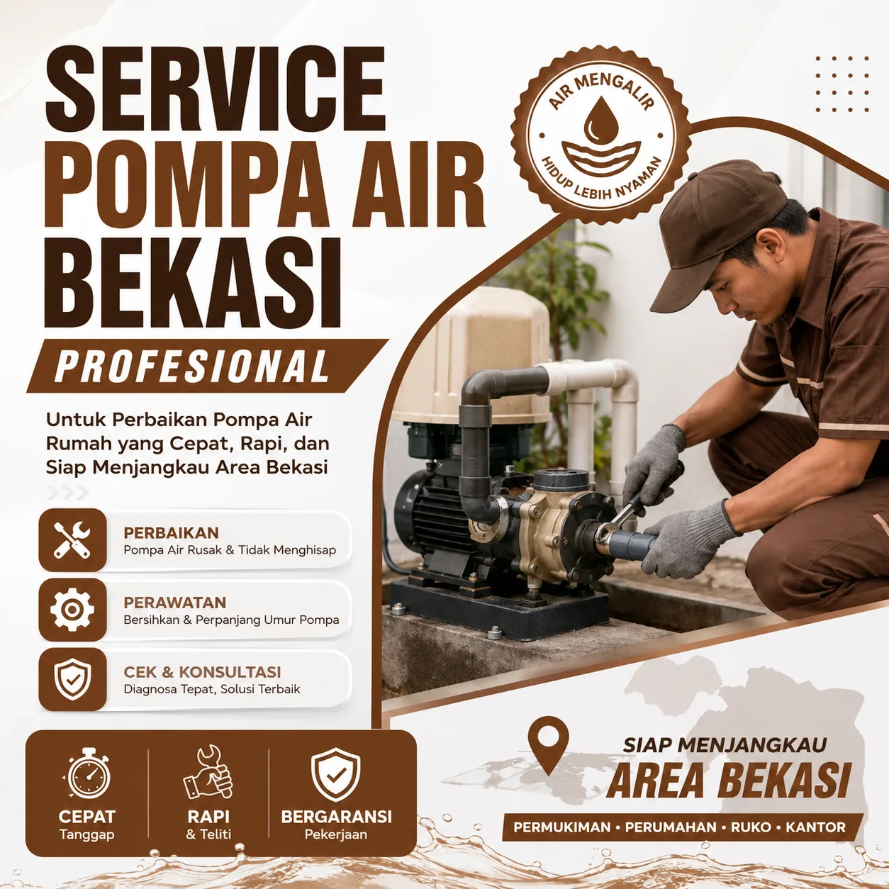 Service Pompa Air Bekasi Profesional untuk Perbaikan Pompa Air Rumah yang Cepat, Rapi, dan Siap Menjangkau Area Bekasi