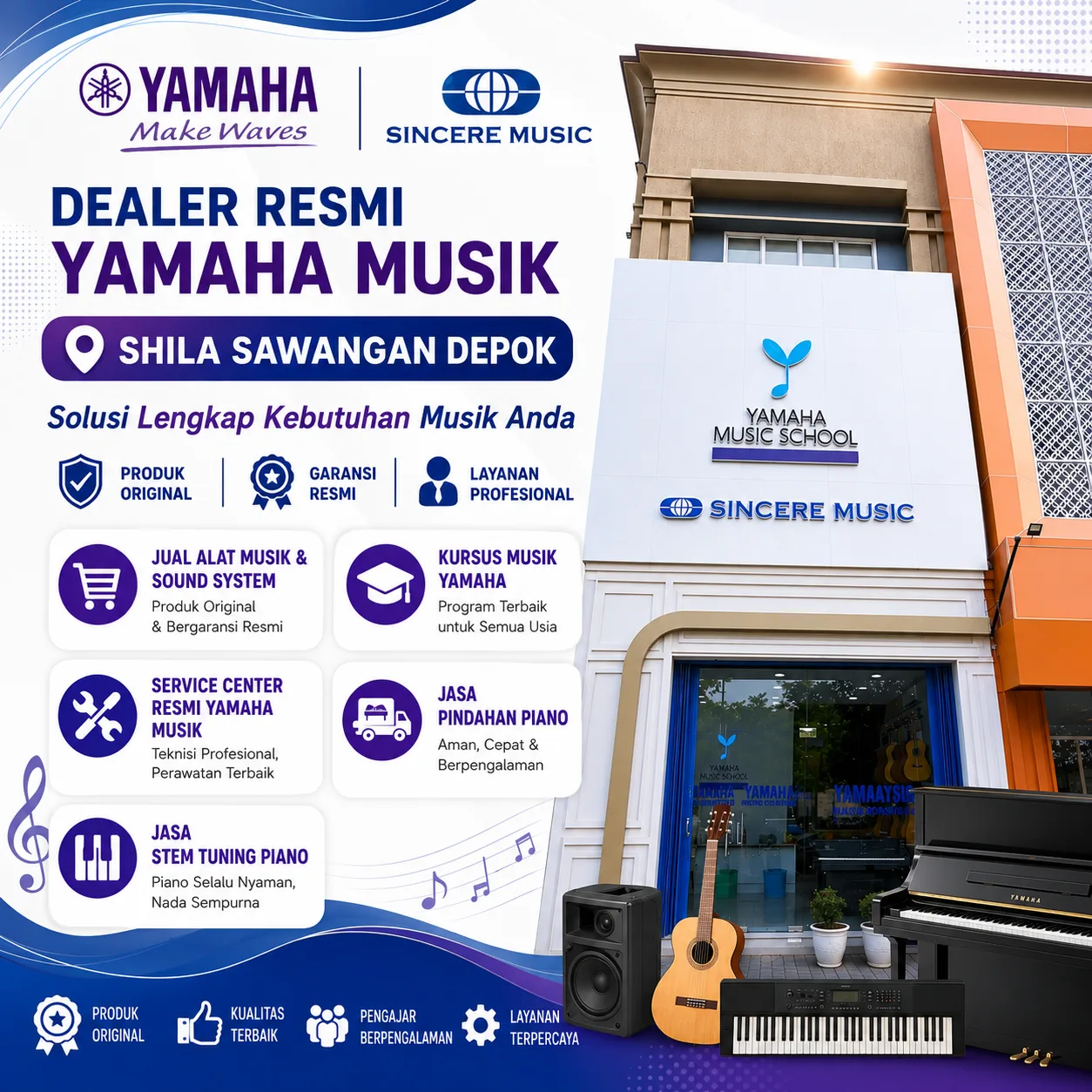 🎵 Sincere Music Shila Sawangan Depok – Dealer Resmi Yamaha Musik, Kursus Musik, Jual Alat Musik & Sound System - gambar 2