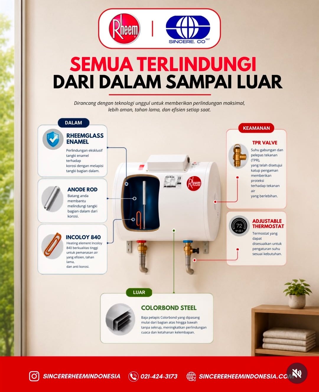 💧 Sincere Store Gading Serpong - Tangerang Jual & Service Sincerer Water Purifier, Filter Air dan Rheem Water Heater Berkualitas untuk Rumah, Kantor, Hotel, Restoran, dan Properti Komersial ⭐ Solusi Air Bersih dan Air Panas dalam Satu Tempat - gambar 3