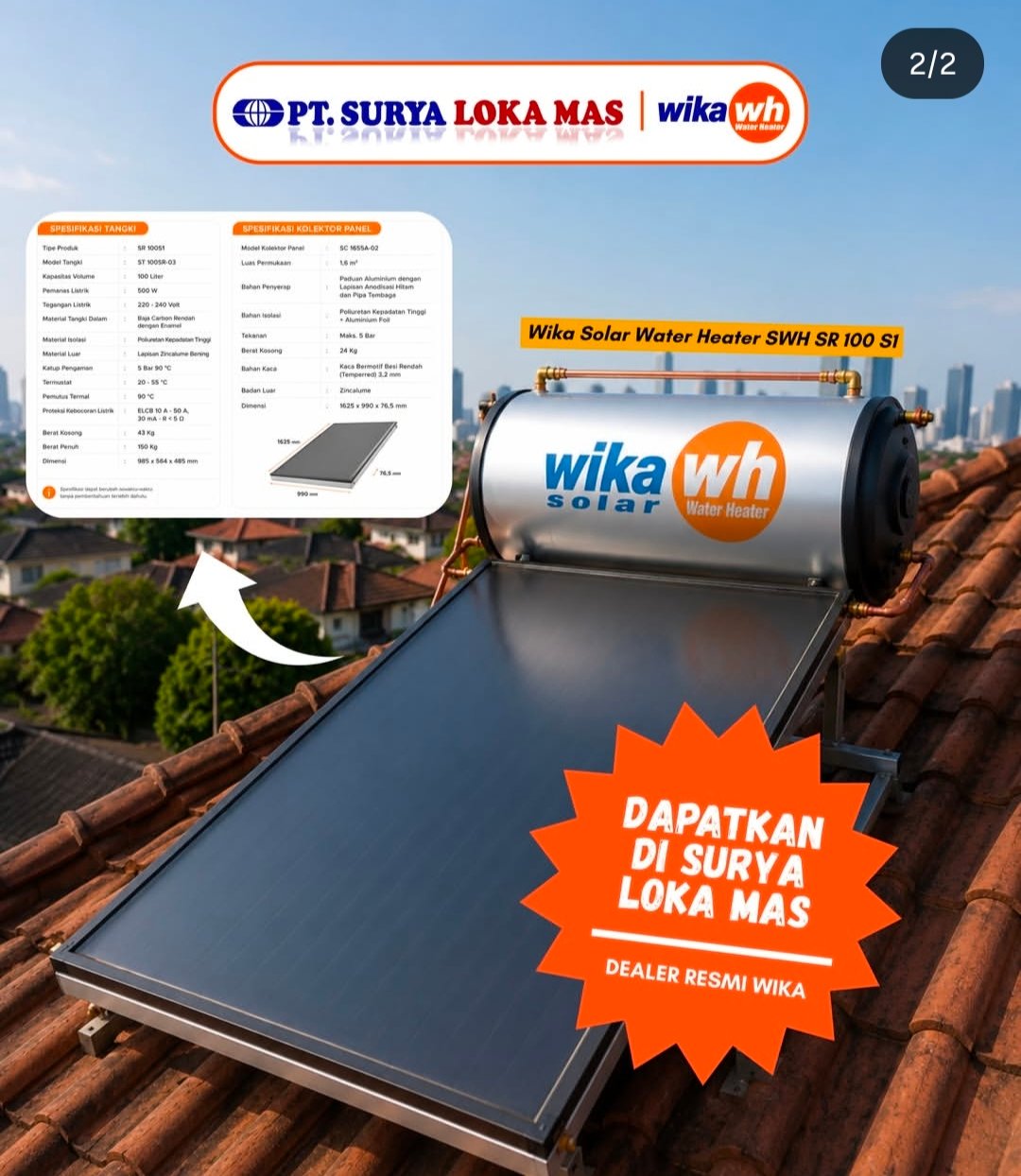 🏠 SURYA LOKA MAS CROWN GADING BEKASI Distributor WIKA Water Heater, Pemanas Air WIKA, Solar Water Heater, Electric Water Heater & Heat Pump Water Heater