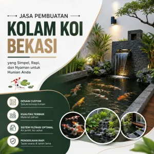 Jasa Pembuatan Kolam Koi Bekasi yang Simpel, Rapi, dan Nyaman untuk Hunian Anda
