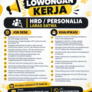Lowongan Kerja HRD / Personalia Laras Satwa – Human Resources Development
