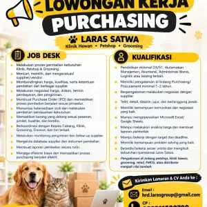 Lowongan Kerja Purchasing Laras Satwa – Cek Posisi & Kualifikasi