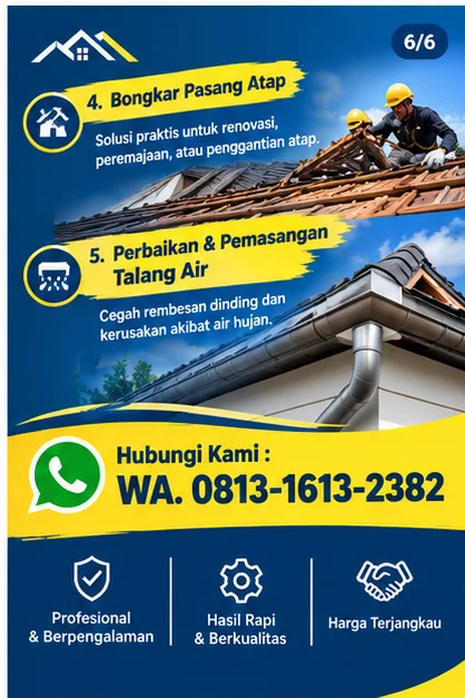 Tukang Atap Semarang | Junar Bisnis untuk Perbaikan Bocor, Genteng & Talang - gambar 6