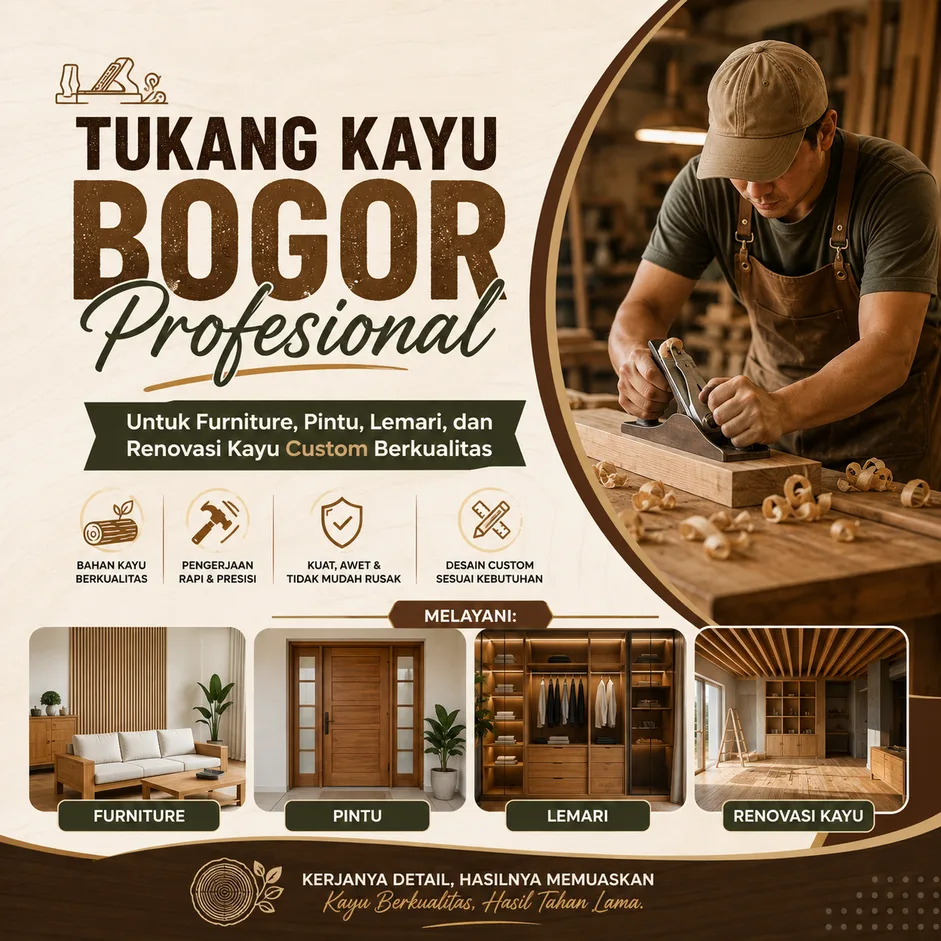 Tukang Kayu Bogor Profesional untuk Furniture, Pintu, Lemari, dan Renovasi Kayu Custom Berkualitas
