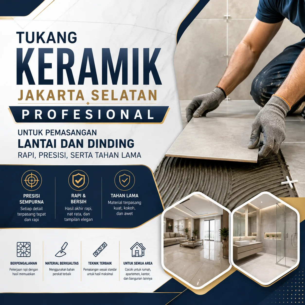 Tukang Keramik Jakarta Selatan Profesional untuk Pemasangan Lantai dan Dinding Rapi, Presisi, serta Tahan Lama