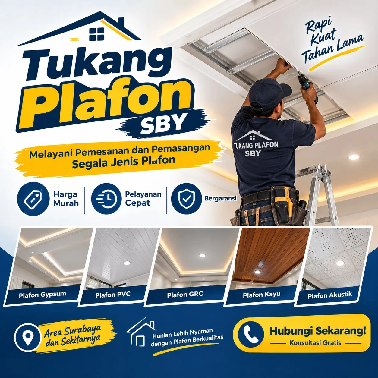 Tukang Plafon SBY Surabaya | Pesan & Pasang Berbagai Jenis Plafon